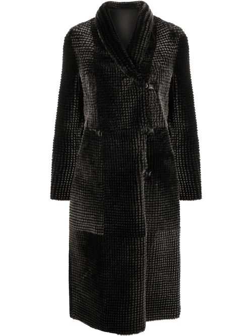 Reversible double-breasted coat - Black
