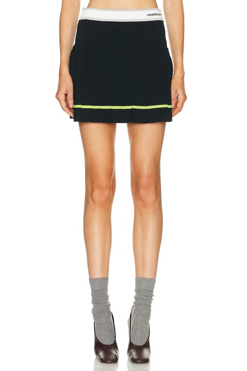 Casablanca Striped Pleated Skirt in Black - Black. S also in XS