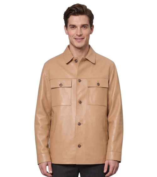 Beige Shirt Collar Jacket