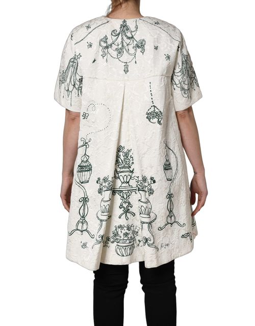 Jacquard Garden Print Jacket — White