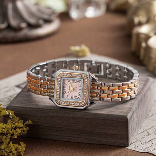 Orologio quadrato coreano per donna, cinturino in acciaio con diamanti, quadrante piccolo di colore azzurro chiaro, quadrante bianco, lusso leggero, e