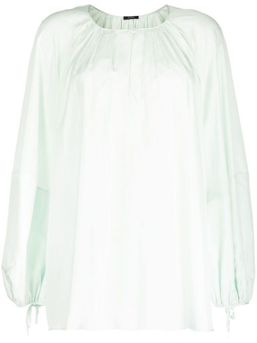 Gathered-neck silk blouse - Green