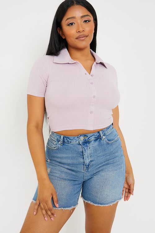 Mid Wash Ripped Denim Shorts