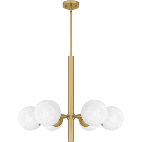 Aged Brass Six Light Chandelier from the Solei Collection