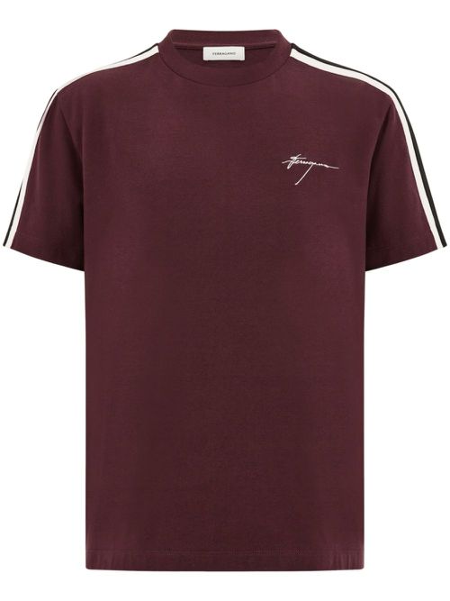 Side-stripe cotton t-shirt - Red