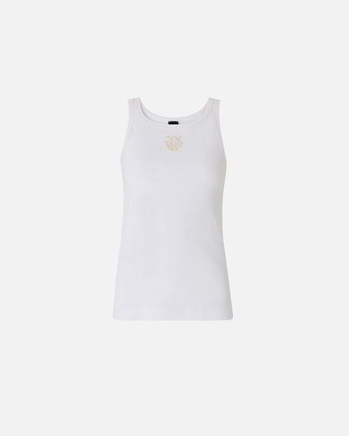 Ribbed vest top with Love Birds embroidery - L