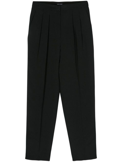 Dart-detailing tapered trousers - Black