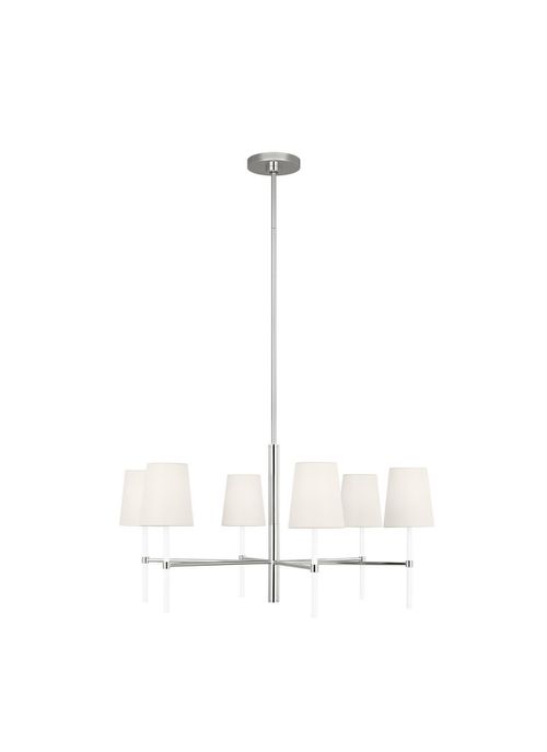 Visual Comfort Studio Monroe 6-Light Chandelier in Polished Nickel And Gloss White by Kate Spade New York