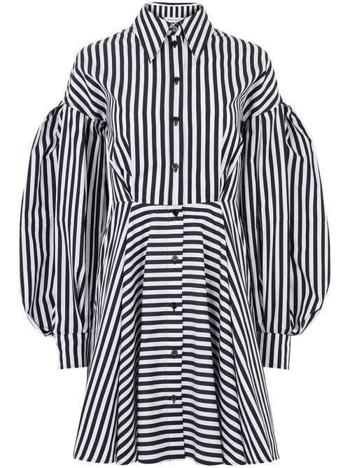 Stripe-pattern mini dress - White