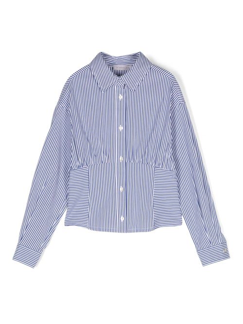 Logo-plaque striped shirt - White