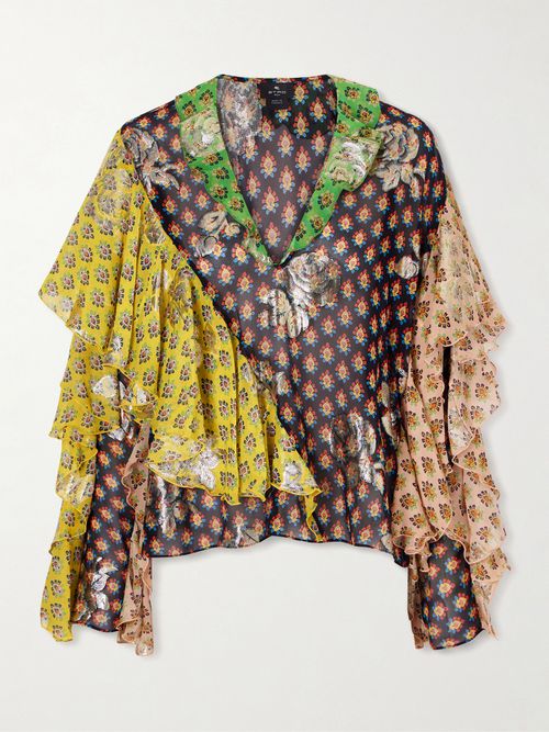 Ruffled Silk-blend Blouse - Multi