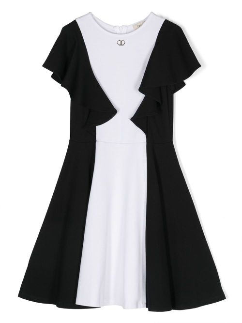 Ruffled-sleeve dress - Black