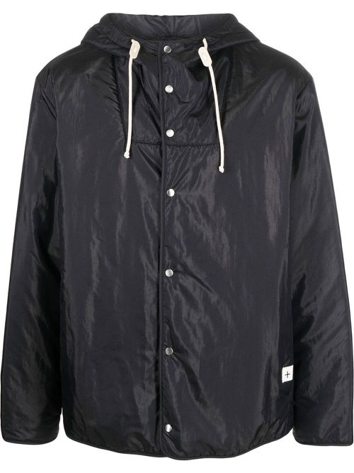 Hooded silk-blend lightweight jacket - Blue