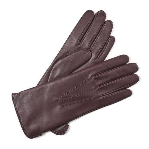 Women's Cashmere Lined Leather Gloves in Fig Nappa