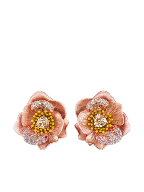 18kt yellow gold vermeil Bloom sapphire and diamond earrings - Pink