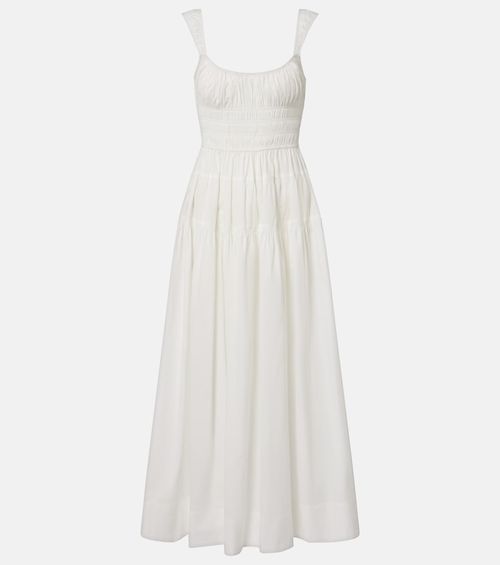Dôen Clover shirred cotton poplin midi dress