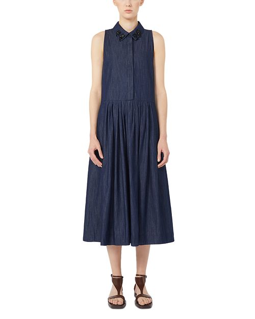 Elena Midnight Blue Cotton Dress