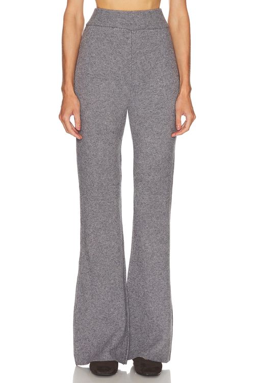 SEROYA Mickie Knit Flare Pant in Medium Grey - Grey. XS also in L, M
