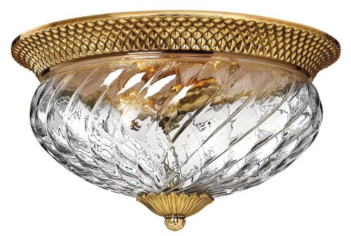 Plantation 3-Light Flush Mount Light In Burnished Bra