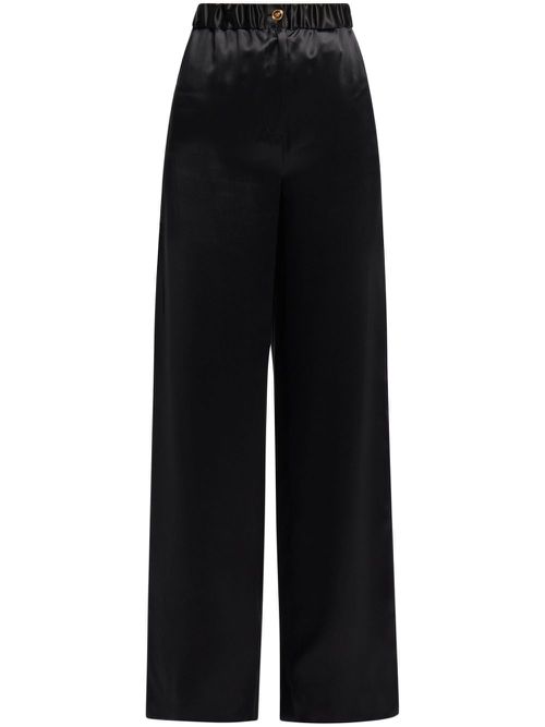 Wide-leg silk trousers - Black