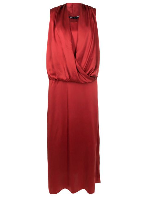 Draped-detail silk dress - Red