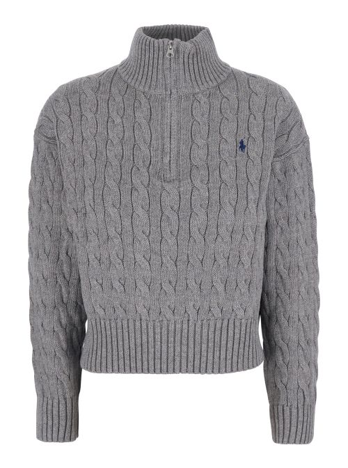 Cable-Knit Cotton Sweater — Gray