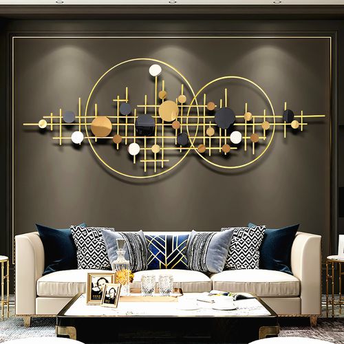 Decoración de pared de estilo moderno dorado 3D metal para colgar el hogar