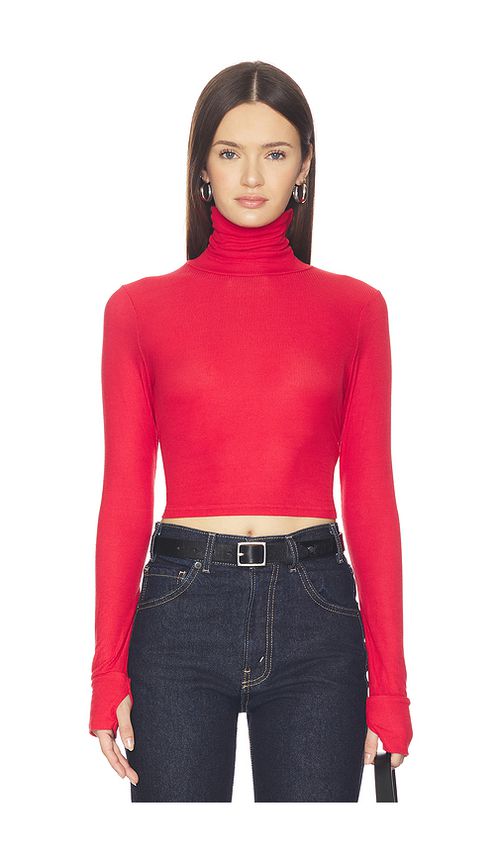 Michael Lauren Cormac Turtleneck Crop Top in Red. L. Also in M, S