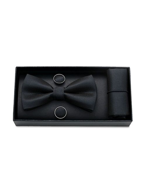 Crosshatch bow tie set - Black