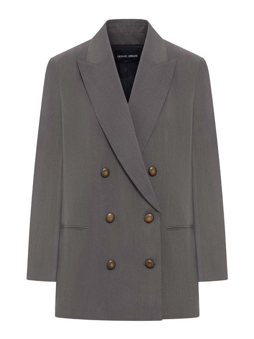 Tailored Double-Breasted Silk Blazer