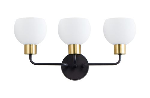 Bronze Satin Brass Three Light Bath Vanity from the Coraline Collection