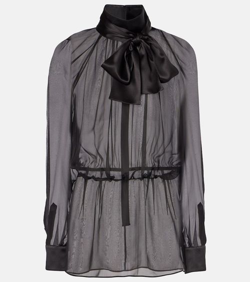 Bow-detail silk chiffon blouse