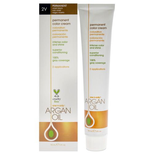 Argan Oil Permanent Color Cream - 2V Violet Black by for Unisex - 3 oz Hair Color