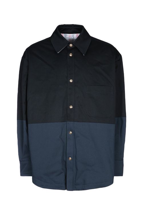 Color-Block Cotton Jacket — Navy