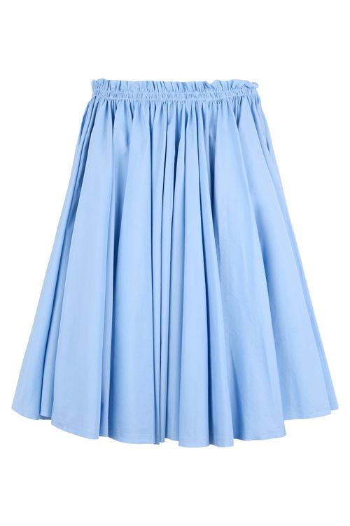 Cotton Pleated Mid-Calf Skirt