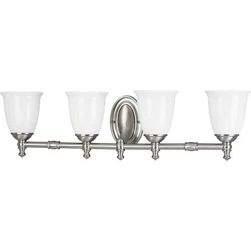 Brushed Nickel Four Light Bath from the Victorian Collection