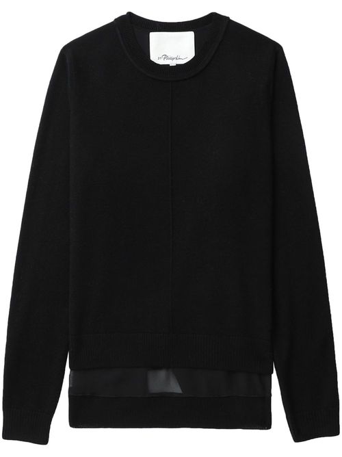 High-low hem wool-blend jumper - Black