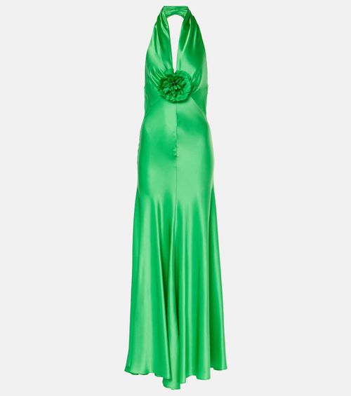 Rose halterneck silk gown