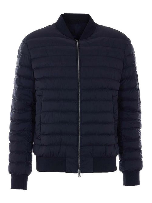 Black Down Jacket With Frontal Zip Closure