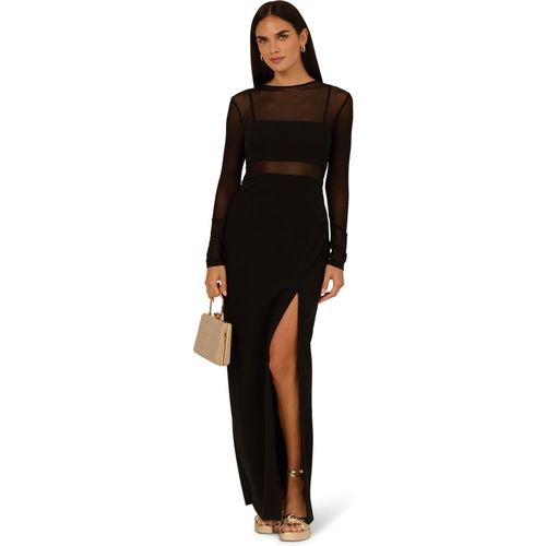 Adrianna Papell Womens Knit Crepe Column Long Dress - Black