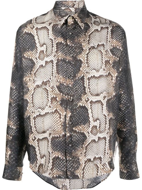 Snakeskin-print silk shirt - Black