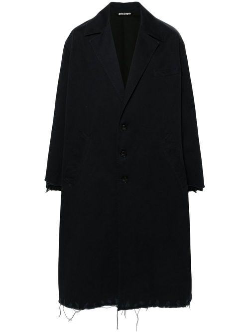 Single-breasted twill coat - Blue