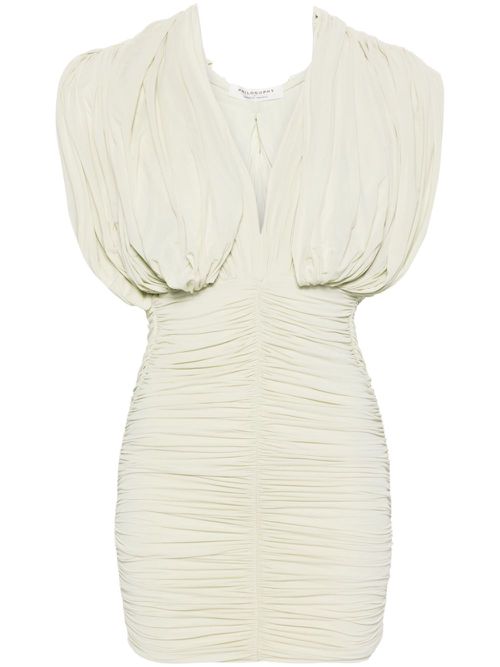 Plunge ruched minidress - Green