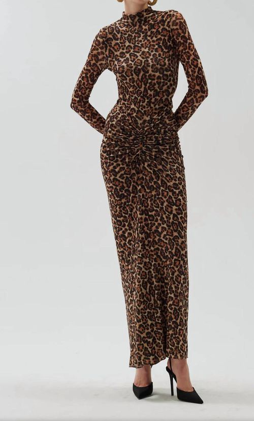 Scorpio Leopard Ruched Maxi Dress
