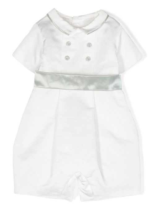 Bow-front short-sleeved romper - White
