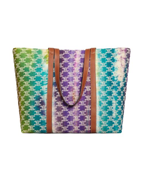 HORIZONTAL MUSEUM BAG IN TEXTILE WITH TRIOMPHE EMBROIDERIES AND CALFSKIN