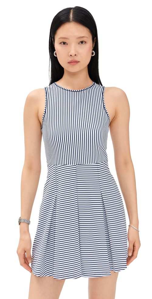 Addison Bay 여성 Racquet Dress Super White/Navy Stripe