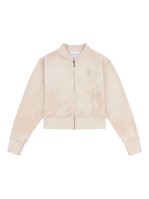 Juicy Couture Kids rhinestone-embellished zip-up sweatshirt - Neutrals