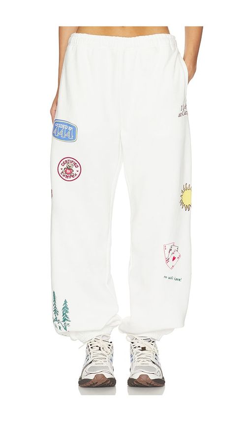The Mayfair Group No Wifi Here Sweatpants in Cream. - L/XL also in M/L, S