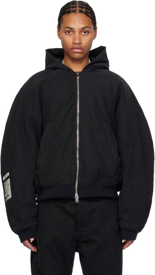 B1ARCHIVE Black Workwear Seamless Hooded Zip Up Jacket
